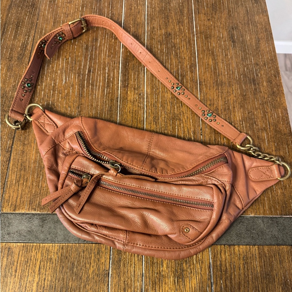 Brown Leather Studded Belt Bag - Picture 4 of 4